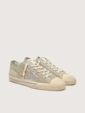 Men’s V-Star in dove-gray suede with silver metallic leather star