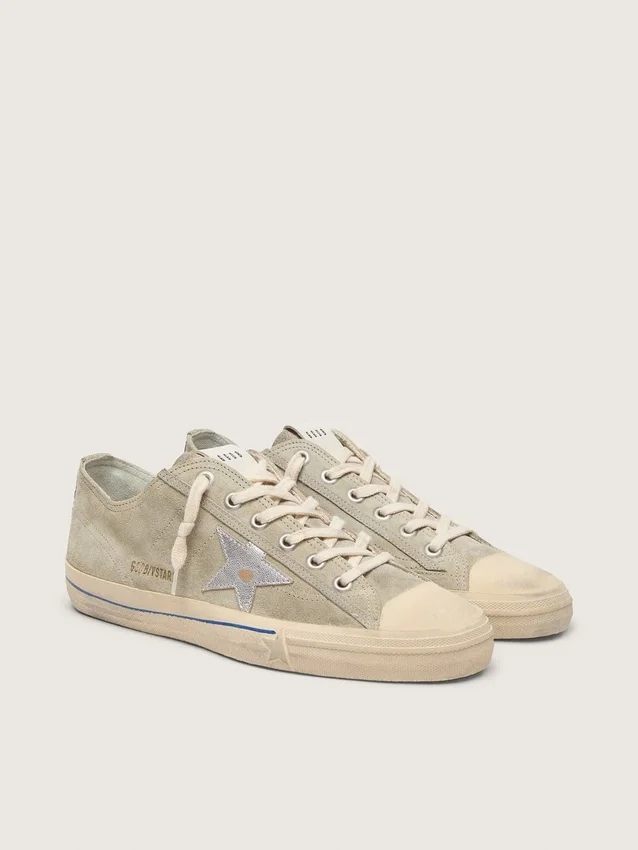 Men's V-Star in dove-gray suede with silver metallic leather star