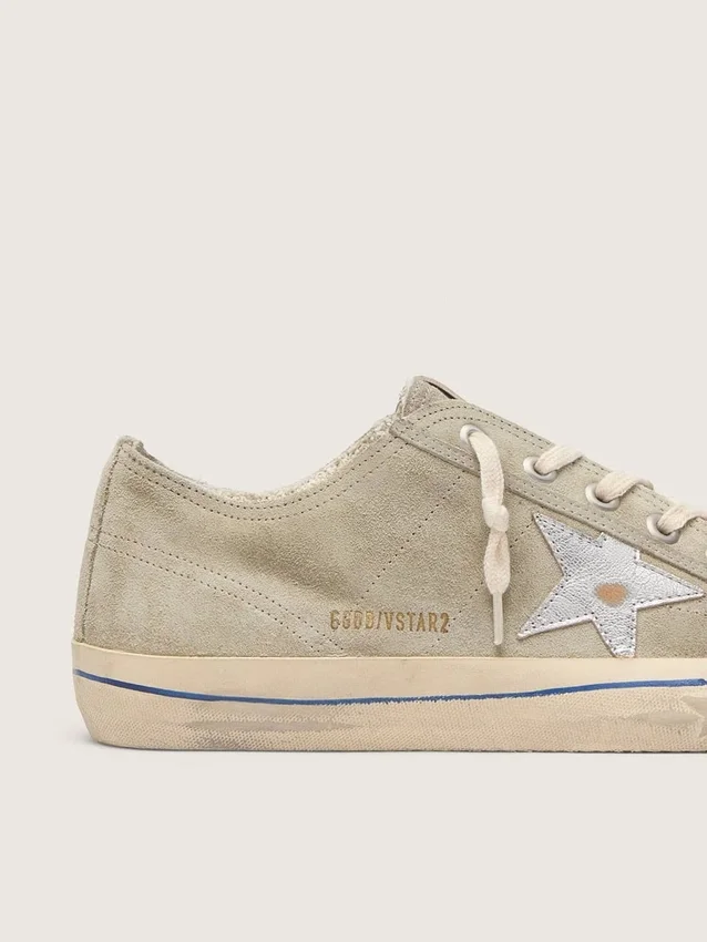 Men's V-Star in dove-gray suede with silver metallic leather star