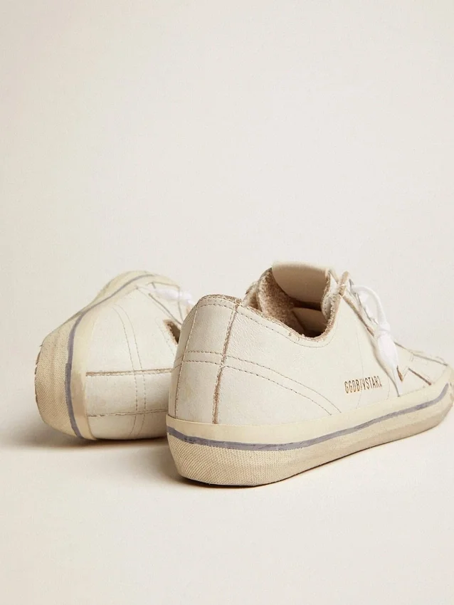 Men's V-Star in white leather with white star and light blue stripe on the foxing