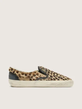 Men's VCE Penstar in leopard-print pony skin with black leather heel tab