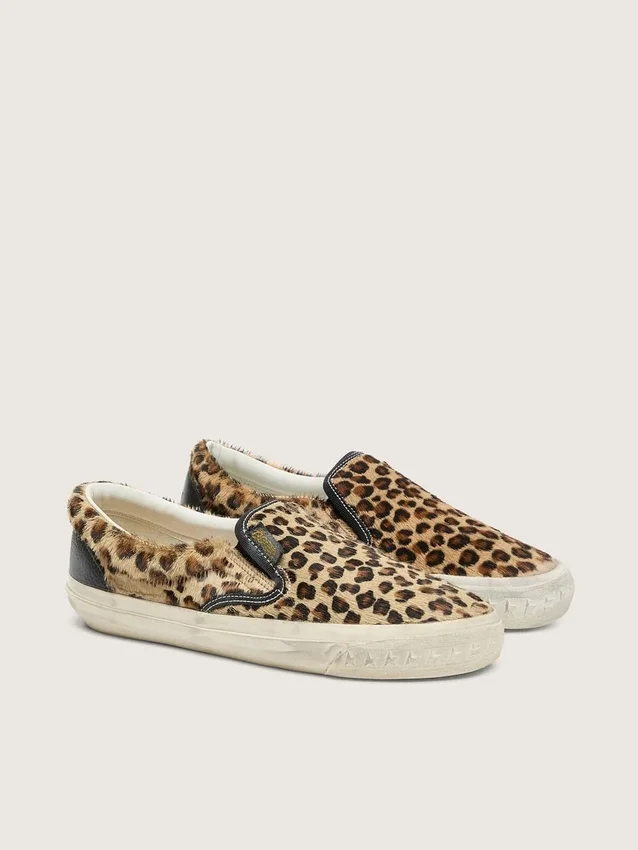 Men's VCE Penstar in leopard-print pony skin with black leather heel tab