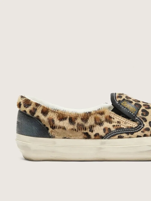 Men's VCE Penstar in leopard-print pony skin with black leather heel tab