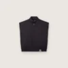 Men's vest in dark blue cotton twill with zip and flag print label