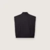 Men's vest in dark blue cotton twill with zip and flag print label