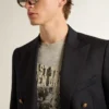 Men's vintage-effect gray T-shirt with print on the front