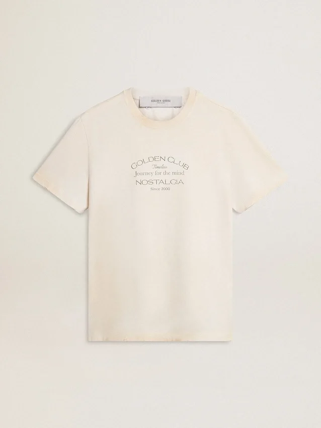 Men's vintage-look white T-shirt with front print