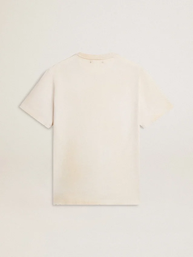 Men's vintage-look white T-shirt with front print