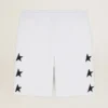 Men's vintage white bermuda shorts with contrasting black stars