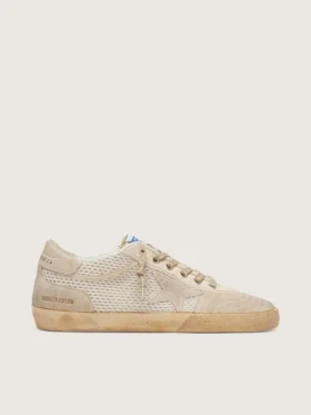 Men’s white and beige Super-Star LAB in mesh and suede