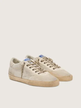 Men’s white and beige Super-Star LAB in mesh and suede