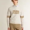 Men's white cotton sweatshirt with front print