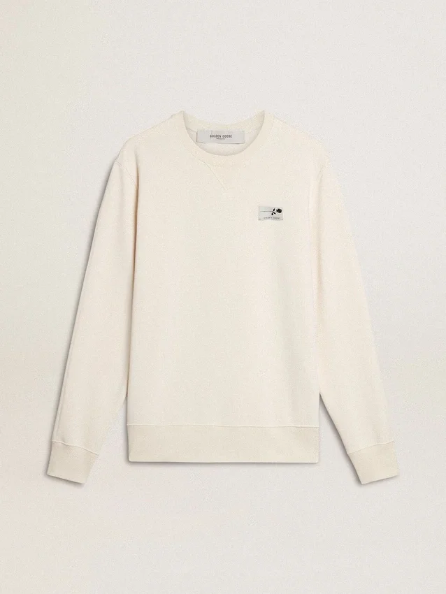 Men's white cotton sweatshirt with print on the back