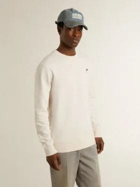 Men’s white cotton sweatshirt with print on the back