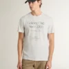 Men's white cotton T-shirt with green print