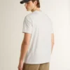 Men's white cotton T-shirt with green print