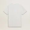 Men's white cotton T-shirt with green print
