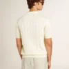 Men's white jacquard knit polo shirt