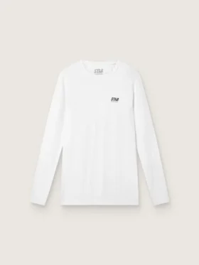 Men's white long-sleeve sports top