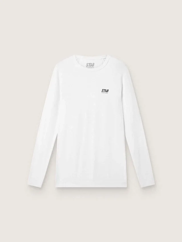 Men's white long-sleeve sports top