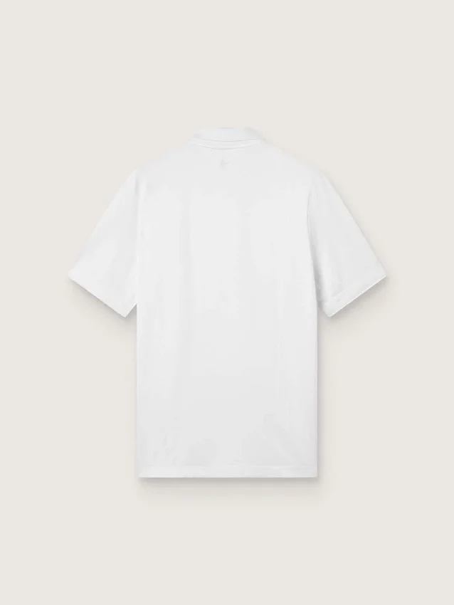 Men's white sports zipped polo shirt