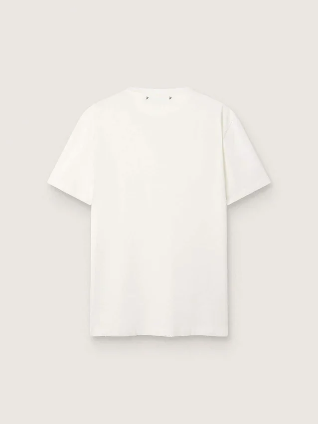 Men's white T-shirt with distressed treatment