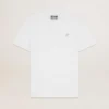 Men's white T-shirt with silver glitter star on the front