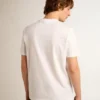 Men's white T-shirt with silver glitter star on the front