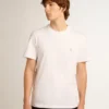 Men's white T-shirt with silver glitter star on the front