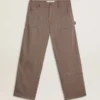 Men’s wool blend pants in light brown micro chevron