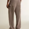 Men’s wool blend pants in light brown micro chevron