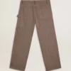 Men’s wool blend pants in light brown micro chevron