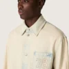 Men's work jacket in light sand-colored denim