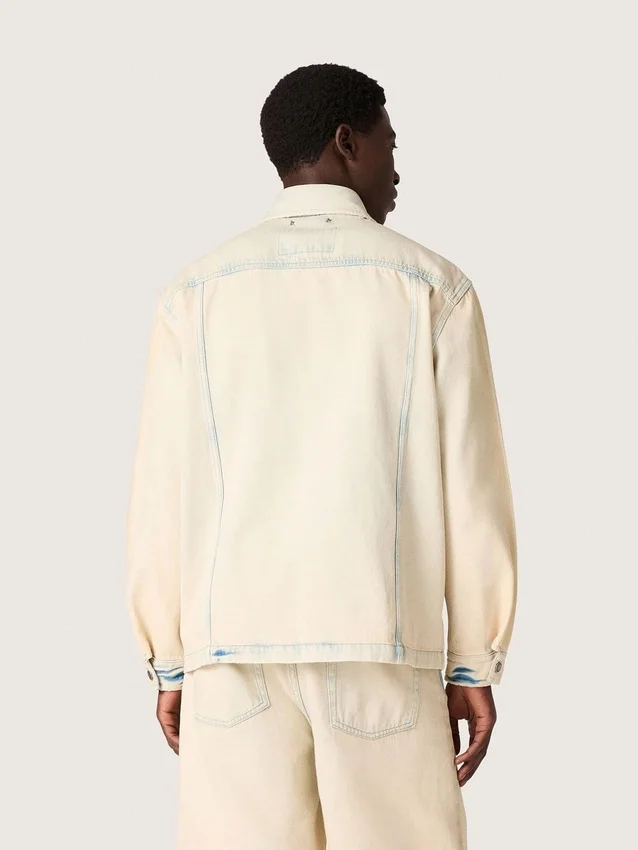Men's work jacket in light sand-colored denim