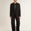 Men’s worn-black cotton T-shirt with print on the front