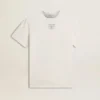 Men's worn-white cotton T-shirt with black lettering