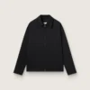 Men’s zip-up jacket in black wool gabardine