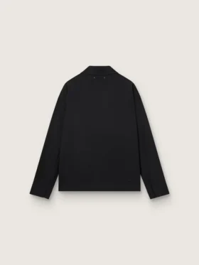 Men’s zip-up jacket in black wool gabardine