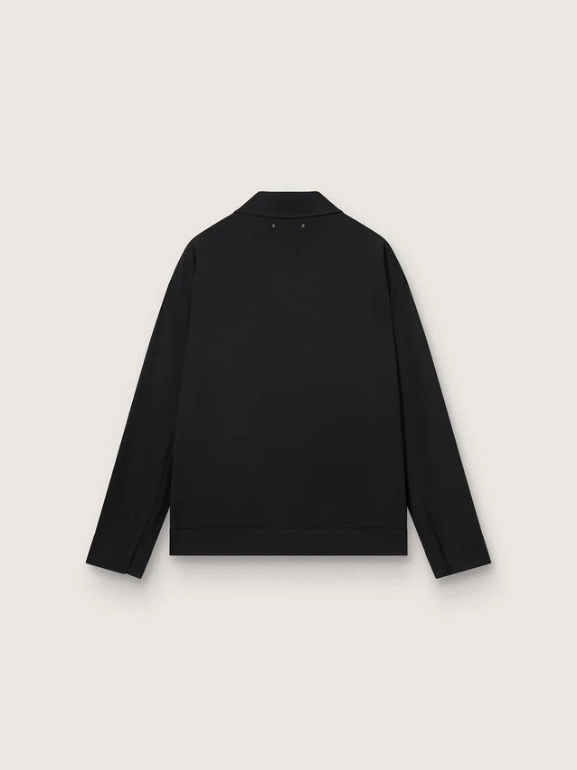 Men’s zip-up jacket in black wool gabardine