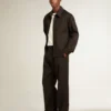 Men’s zip-up jacket in black wool gabardine