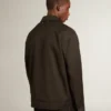 Men’s zip-up jacket in black wool gabardine