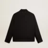 Men’s zip-up jacket in black wool gabardine