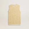 Mesh knit top with sequins and contrasting details