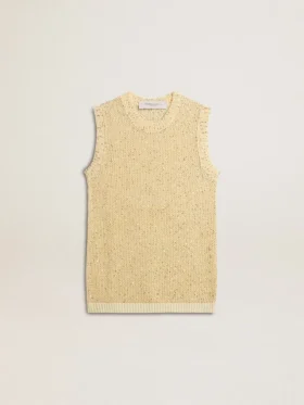Mesh knit top with sequins and contrasting details