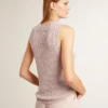 Mesh knit top with sequins and contrasting details