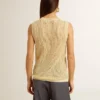 Mesh knit top with sequins and contrasting details