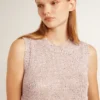 Mesh knit top with sequins and contrasting details