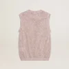 Mesh knit top with sequins and contrasting details