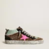 Mid Star in leopard-print pony skin with fuchsia leather star