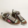 Mid Star in leopard-print pony skin with fuchsia leather star